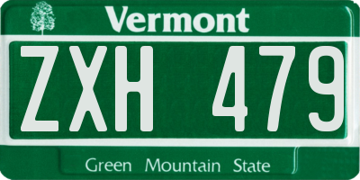 VT license plate ZXH479