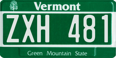 VT license plate ZXH481