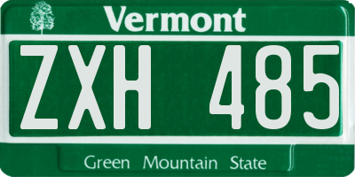 VT license plate ZXH485