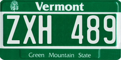 VT license plate ZXH489