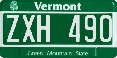 VT license plate ZXH490