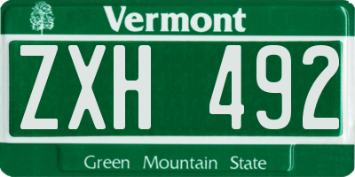 VT license plate ZXH492