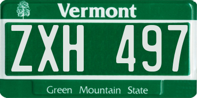 VT license plate ZXH497