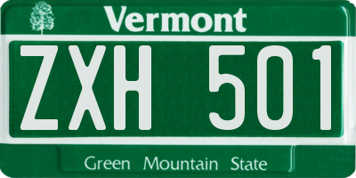 VT license plate ZXH501