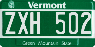 VT license plate ZXH502