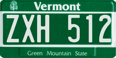 VT license plate ZXH512
