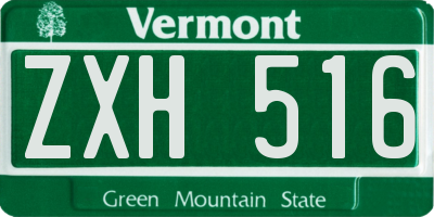 VT license plate ZXH516