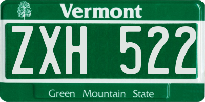 VT license plate ZXH522