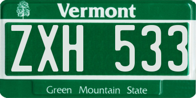 VT license plate ZXH533