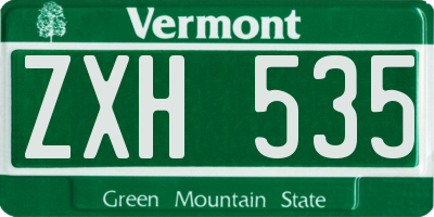 VT license plate ZXH535