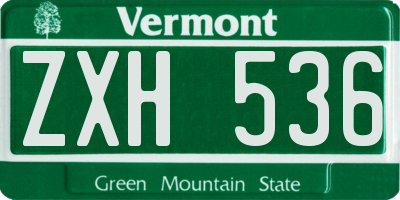 VT license plate ZXH536