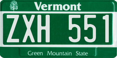 VT license plate ZXH551