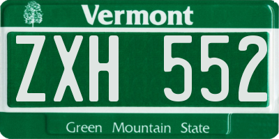 VT license plate ZXH552