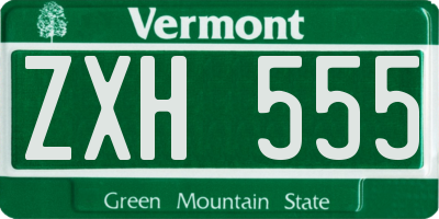 VT license plate ZXH555