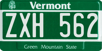 VT license plate ZXH562