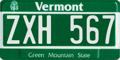 VT license plate ZXH567