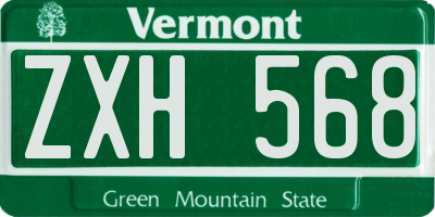 VT license plate ZXH568