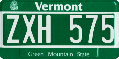 VT license plate ZXH575
