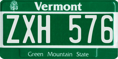 VT license plate ZXH576