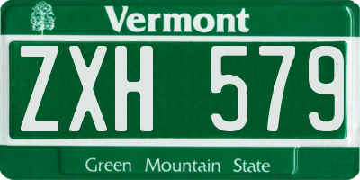 VT license plate ZXH579