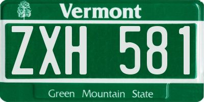 VT license plate ZXH581