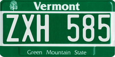 VT license plate ZXH585