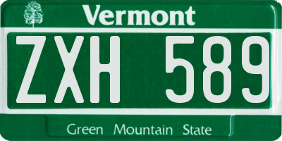 VT license plate ZXH589