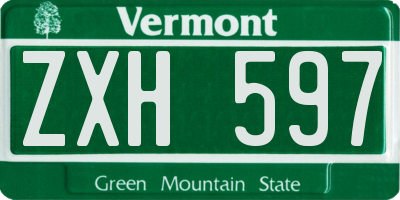 VT license plate ZXH597
