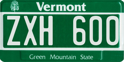 VT license plate ZXH600