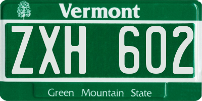VT license plate ZXH602