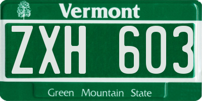 VT license plate ZXH603