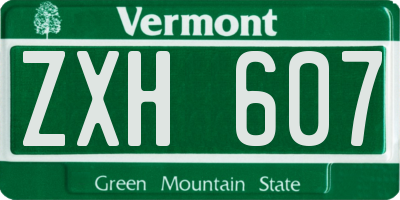 VT license plate ZXH607