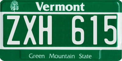 VT license plate ZXH615
