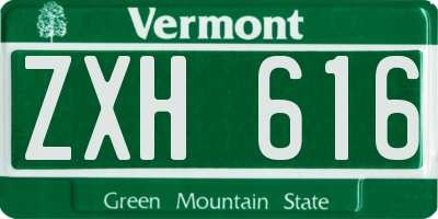 VT license plate ZXH616