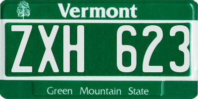 VT license plate ZXH623