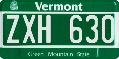 VT license plate ZXH630