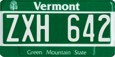 VT license plate ZXH642