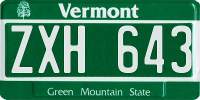 VT license plate ZXH643