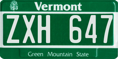 VT license plate ZXH647