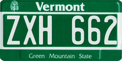 VT license plate ZXH662