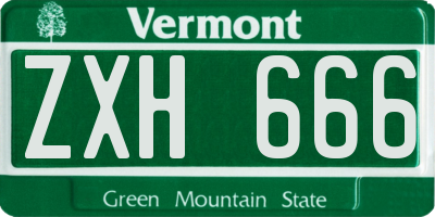 VT license plate ZXH666