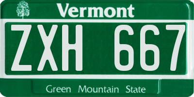 VT license plate ZXH667
