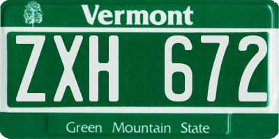 VT license plate ZXH672