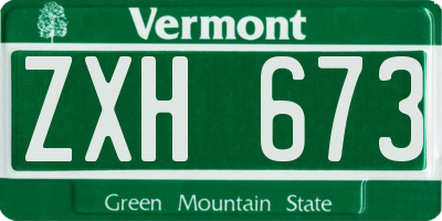 VT license plate ZXH673