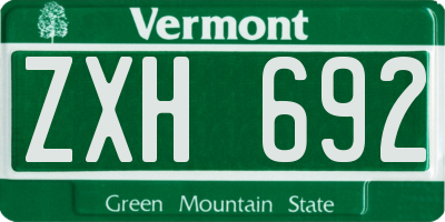 VT license plate ZXH692