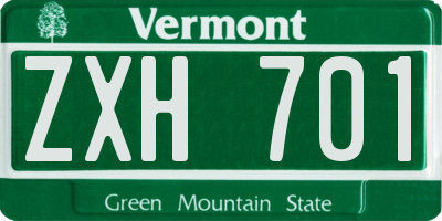 VT license plate ZXH701