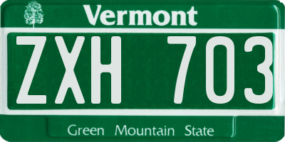 VT license plate ZXH703
