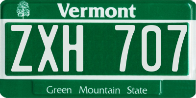 VT license plate ZXH707