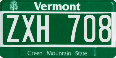 VT license plate ZXH708
