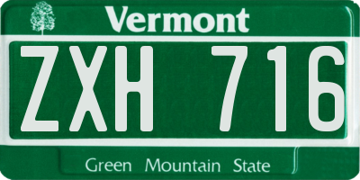 VT license plate ZXH716